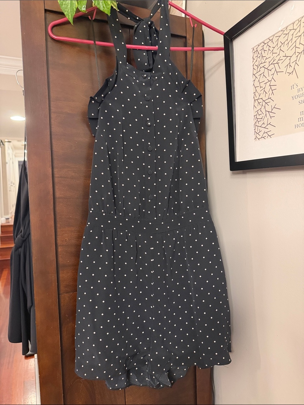 INTERMIX Black with White Polka Dot Halter skort dress
